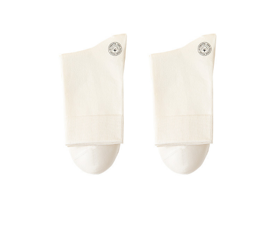 Popular style (pack of 3 pairs) men's solid color cotton mid-calf socks (white) (one size fits all)