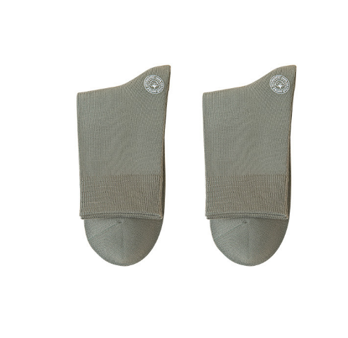 Popular style (pack of 3 pairs) men's solid color cotton mid-calf socks (grey green) (one size fits all)