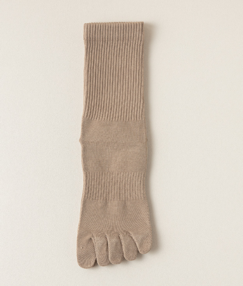 Popular men's solid color mid-calf toe socks (khaki) (one size fits all)