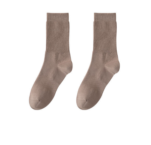 Popular style (pack of 2 pairs) men's solid color cotton mid-calf socks (card color) (one size fits all)