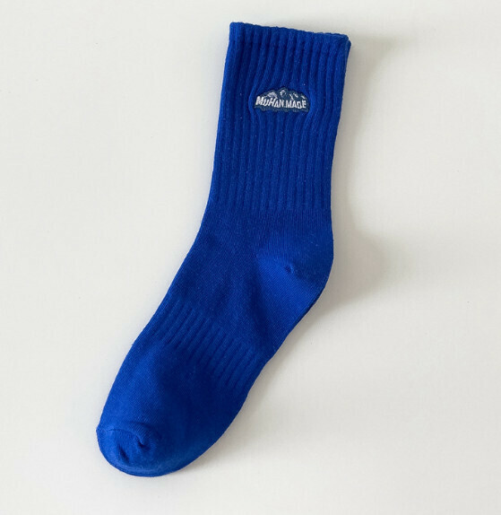 Popular autumn and winter men's mid-high sports socks cotton socks [blue] [one size fits all]
