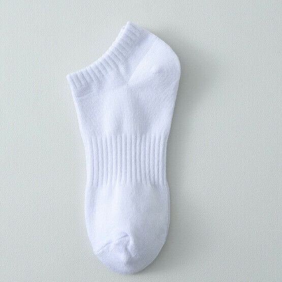 Popular spring and autumn solid color men's sports socks cotton socks [white boat socks] [one size fits all]