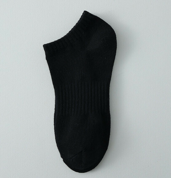 Popular spring and autumn solid color men's sports socks cotton socks [boat socks black] [one size fits all]