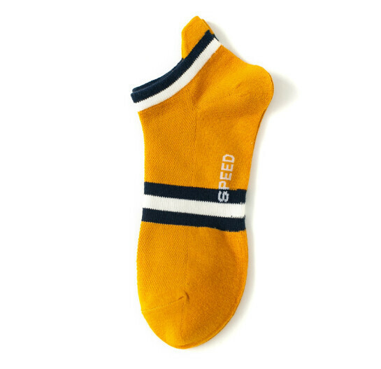Popular spring and summer thin trendy men's low-cut sports socks, cotton socks, boat socks [turmeric] [one size fits all]