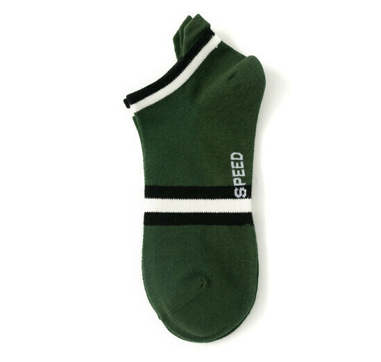 Popular spring and summer thin trendy men's low-cut sports socks, cotton socks, boat socks [military green] [one size fits all]