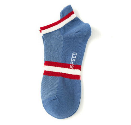 Popular spring and summer thin trendy men's low-cut sports socks, cotton socks, boat socks [denim blue] [one size fits all]