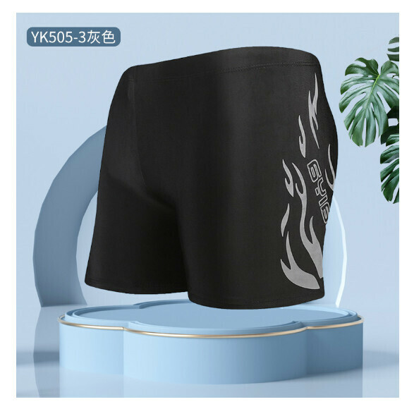 Hot style adult boxer loose and conservative swimming trunks [2XL-4XL size] [505-3 gray] (contact customer service after placing the order to confirm the delivery size)