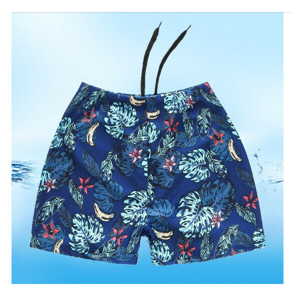 Hot style adult boxer loose conservative swimming trunks [XL-3XL sizes] [Blue background color leaves (YK48885-11)] (contact customer service after placing the order to confirm the delivery size)
