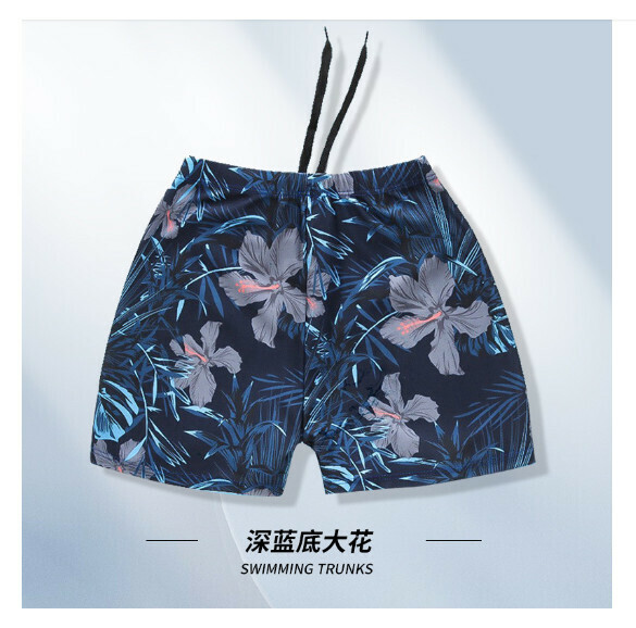 Popular adult boxer loose and conservative swimming trunks [XL-3XL sizes] [Dark blue bottom with large flower (YK48885-12)] (contact customer service after placing the order to confirm the delivery size)