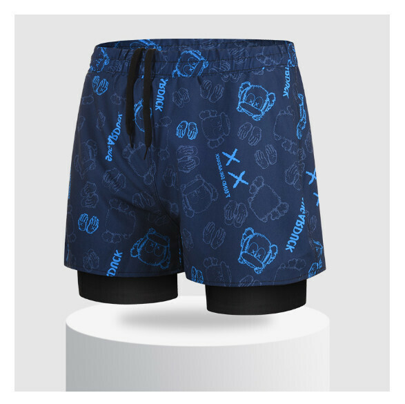 Popular sports double-layer swimming trunks [2XL-3XL size] [color 2] (contact customer service after placing the order to confirm the delivery size)