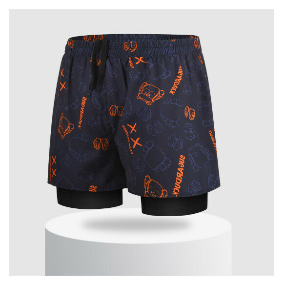 Popular sports double-layer swimming trunks [2XL-3XL size] [color 1] (contact customer service after placing the order to confirm the delivery size)