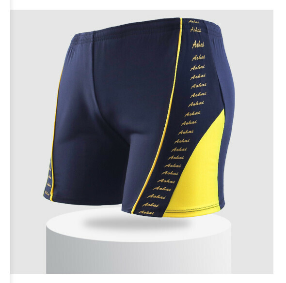 Popular adult boxer swimming trunks [L-2XL size] [blue background and yellow] (contact customer service after placing the order to confirm the delivery size)