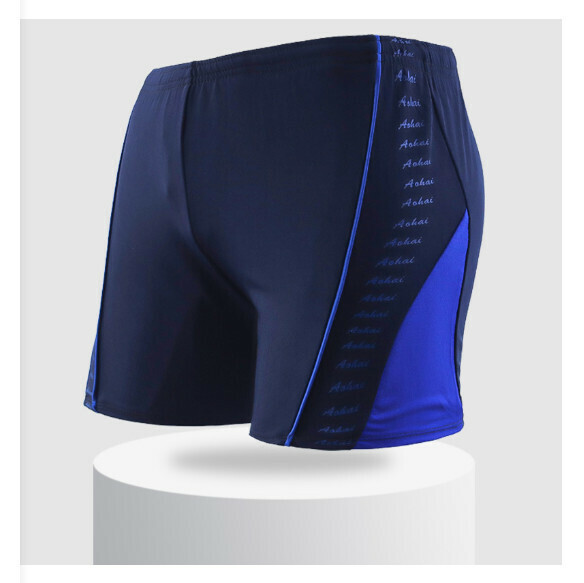 Popular adult boxer swimming trunks [L-2XL size] [blue base and dark blue] (contact customer service after placing the order to confirm the delivery size)