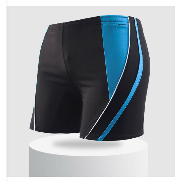 Popular adult boxer swimming trunks [L-3XL sizes] [Black bottom and lake blue] (contact customer service after placing the order to confirm the delivery size)