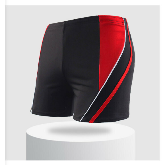 Popular adult boxer swimming trunks [L-3XL size] [black with red] (contact customer service after placing the order to confirm the delivery size)