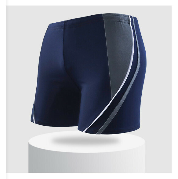 Hot recommended adult boxer swimming trunks [L-3XL sizes] [blue with gray] (contact customer service after placing the order to confirm the delivery size)
