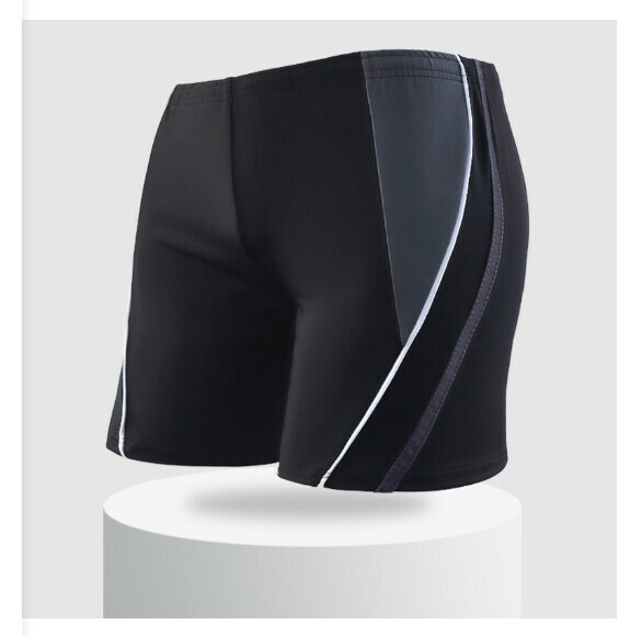 Popular adult boxer swimming trunks [L-3XL size] [black with gray] (contact customer service after placing the order to confirm the delivery size)