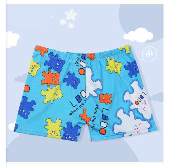 Hot recommended children's boxer swimming trunks [one size fits all (height 90-120CM, 25-45 pounds)] [blue bear-3]