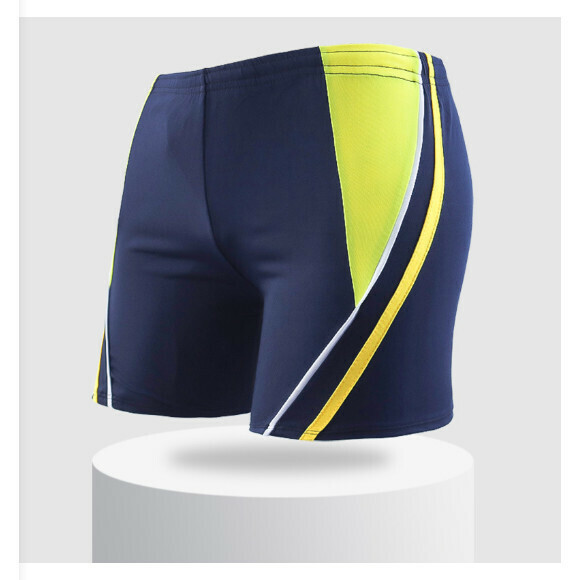 Hot recommended adult boxer swimming trunks [L-3XL size] [blue background yellow] (contact customer service after placing the order to confirm the delivery size)
