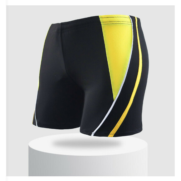 Popular adult boxer swimming trunks [L-3XL sizes] [black with yellow] (contact customer service after placing the order to confirm the delivery size)