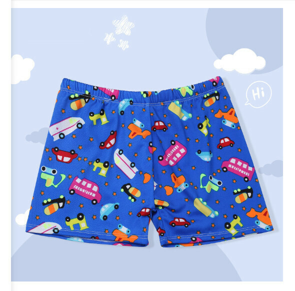 Hot recommended children's boxer swimming trunks [one size fits all (height 90-120CM, 25-45 pounds)] [blue bottom car-17]