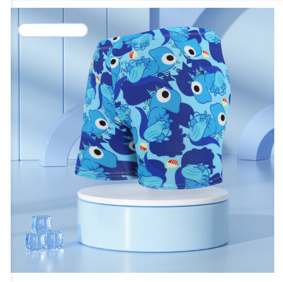 Hot recommended children's boxer swimming trunks [one size fits all (height 90-120CM, 25-45 pounds)] [light blue animal-24]