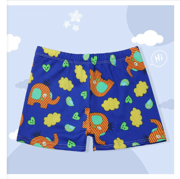 Hot recommended children's boxer swimming trunks [one size fits all (height 90-120CM, 25-45 pounds)] [blue bottom elephant-22]