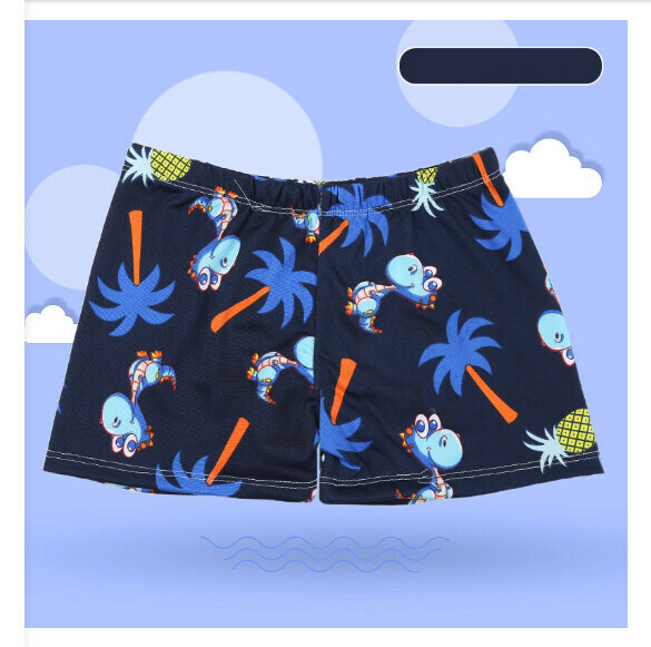 Hot recommended children's boxer swimming trunks [one size fits all (height 90-120CM, 25-45 pounds)] [navy bottom dinosaur-36]