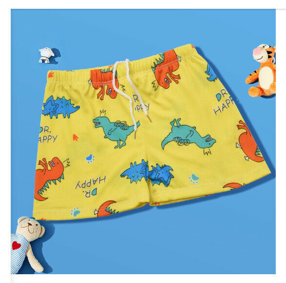 Hot recommended children's boxer swimming trunks [one size fits all (height 90-120CM, 25-45 pounds)] [yellow bottom dinosaur-47]