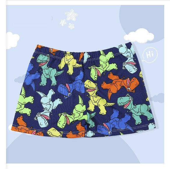 Hot recommended children's boxer swimming trunks [One size fits all (height 90-120CM, 25-45 pounds)] [Dark blue colorful dinosaur-41]