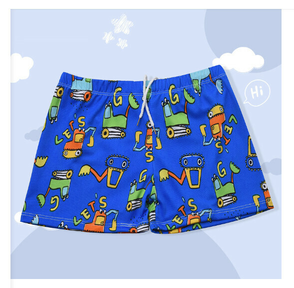 Hot recommended children's boxer swimming trunks [one size fits all (height 90-120CM, 25-45 pounds)] [blue bottom weird hand-48]