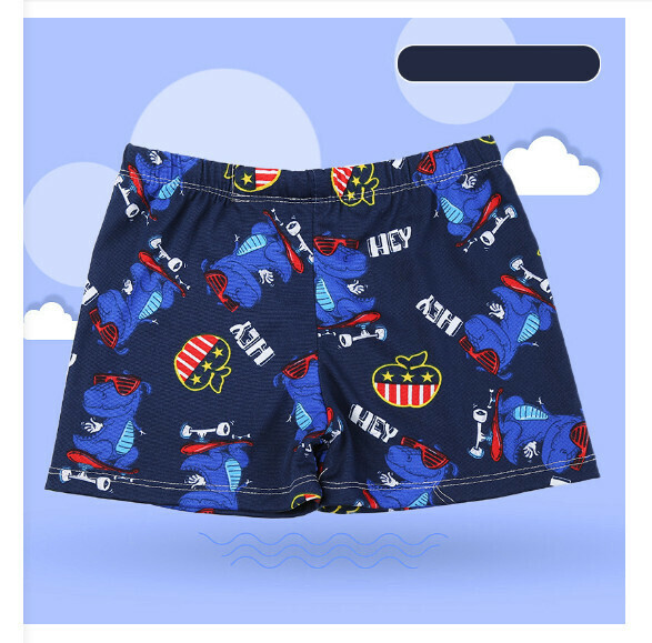 Hot recommended children's boxer swimming trunks [one size fits all (height 90-120CM, 25-45 pounds)] [navy bottom crocodile-37]