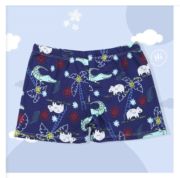 Hot recommended children's boxer swimming trunks [one size fits all (height 90-120CM, 25-45 pounds)] [blue bottom long-billed crocodile-46]