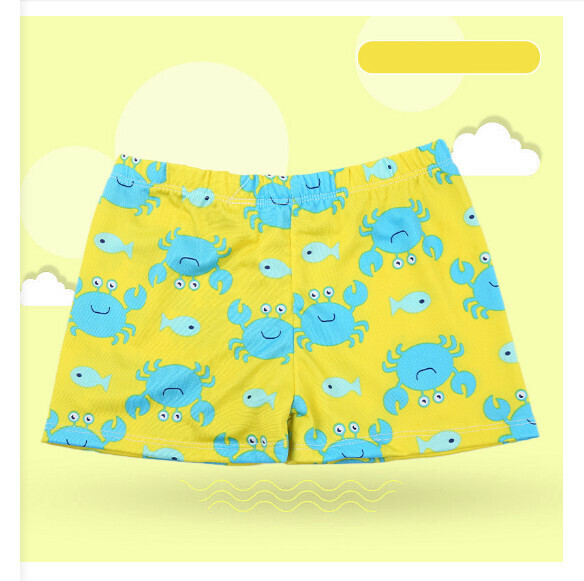 Hot recommended children's boxer swimming trunks [one size fits all (height 90-120CM, 25-45 pounds)] [yellow bottom small crab-42]
