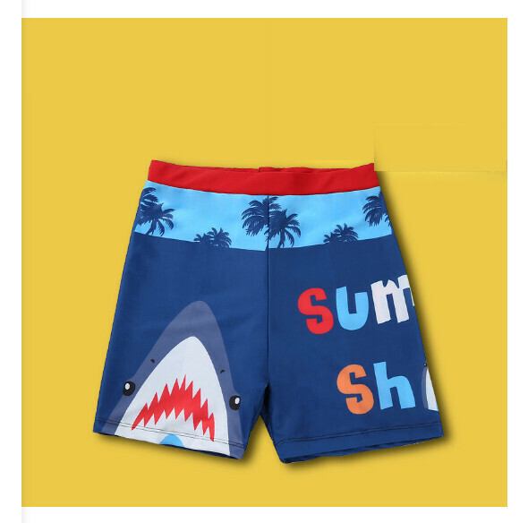 Hot recommended children's boxer swimming trunks [one size fits all (height 100-120CM, 30-70 pounds)] [navy bottom big shark]