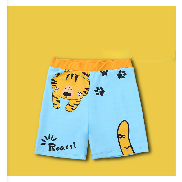 Hot recommended children's boxer swimming trunks [One size fits all (height 100-120CM, 30-70 pounds)] [Tiger with sky blue bottom]