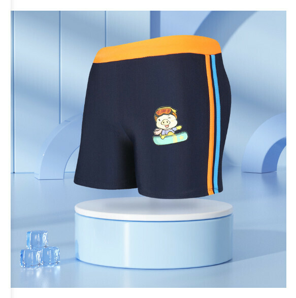 Hot recommended children's boxer swimming trunks [L-XL sizes] [YKZT09162 navy bottom + orange] (contact customer service after placing the order to confirm the delivery size)