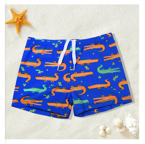 Hot recommended children's boxer swimming trunks [one size fits all (height 110-130CM, 30-50 pounds)] [light blue crocodile]