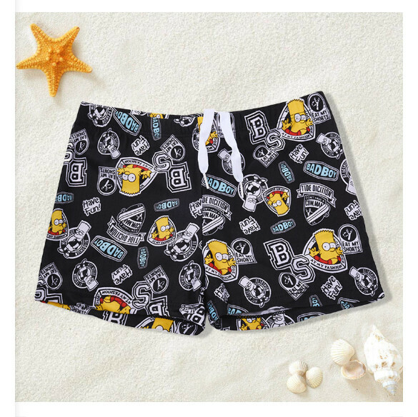 Hot recommended children's boxer swimming trunks [one size fits all (height 110-130CM, 30-50 pounds)] [black]