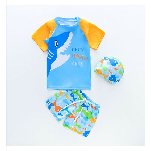 Hot recommended children's split short-sleeved swimsuit [M-XL size] [Lake Blue] (contact customer service after placing the order to confirm the delivery size)