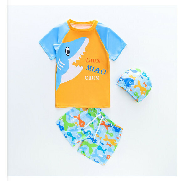 Hot recommended children's split short-sleeved swimsuit [M-XL size] [yellow] (contact customer service after placing the order to confirm the delivery size)