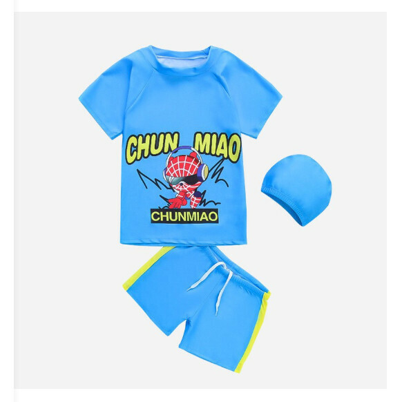 Hot recommended children's split short-sleeved swimsuit [M-XL size] [NT11563 Lake Blue] (contact customer service after placing the order to confirm the delivery size)