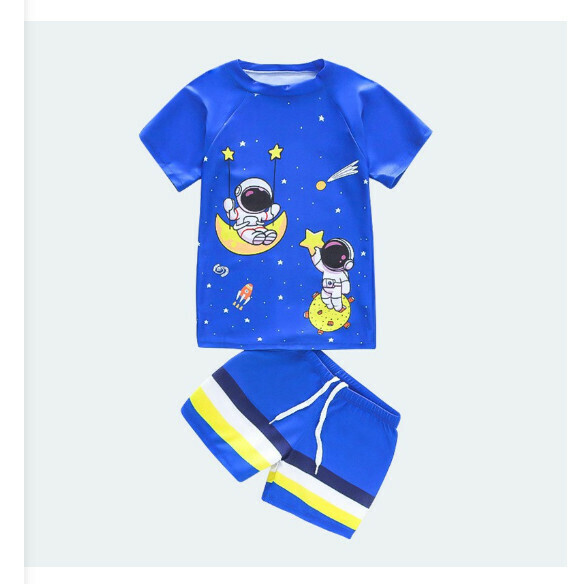 Hot recommended children's split short-sleeved swimsuit [M-XL size] [NT11562 sapphire blue alien] (contact customer service after placing the order to confirm the delivery size)