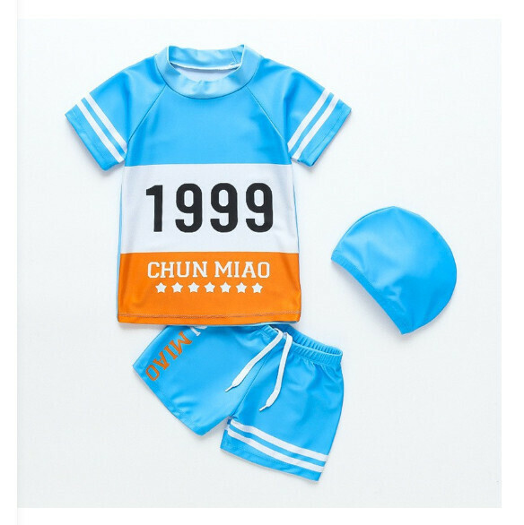 Hot recommended children's split short-sleeved swimsuit [M-XL size] [NT11527 lake blue] (contact customer service after placing the order to confirm the delivery size)