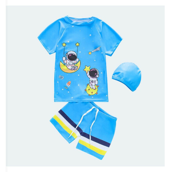 Hot recommended children's split short-sleeved swimsuit [M-XL size] [NT11562 lake blue alien] (contact customer service after placing the order to confirm the delivery size)