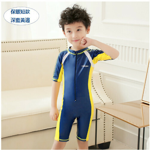 熱推兒童連體泳衣（短款-藍色）（M-5XL)（下單後跟客服聯系發貨的尺寸）