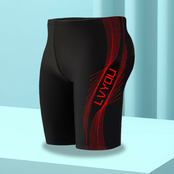 Hot recommended boxer swimming trunks [L-4XL] [8702-4# five-point red line single pants] (contact customer service after placing the order to confirm the delivery size)