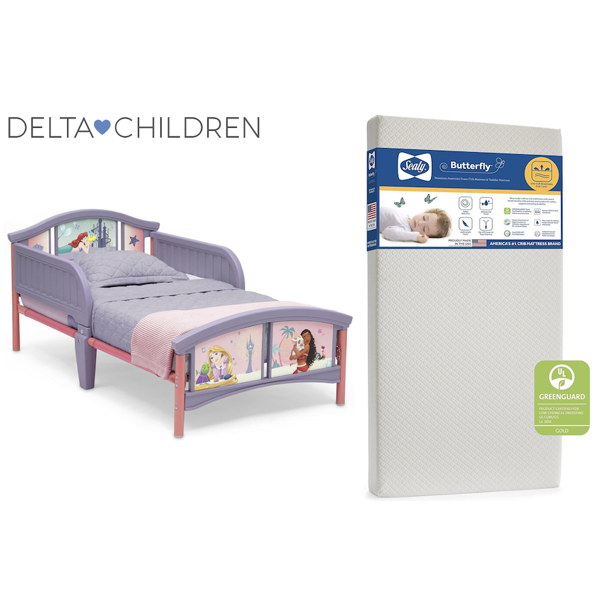 美國 Delta Children Disney Princess 幼童床架 + 美國製 Sealy Butterfly 幼童床褥套裝