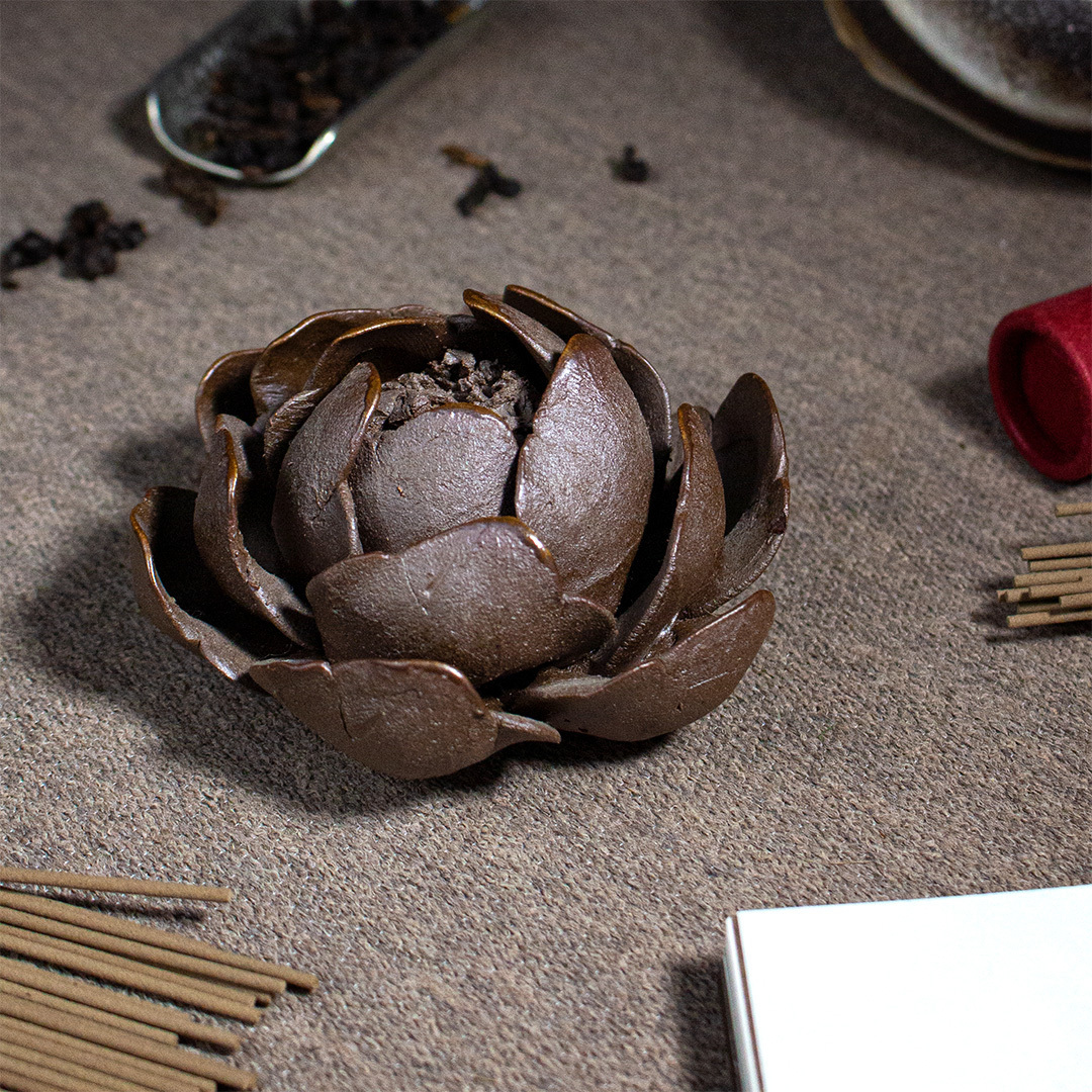 手作陶牡丹線香座