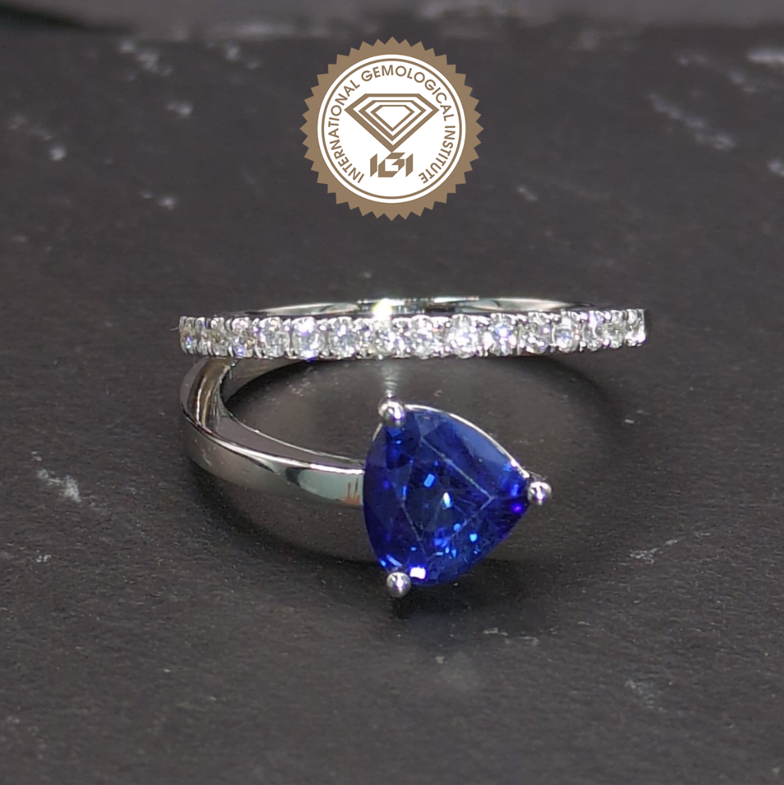 18K White Gold 1.72ct Sapphire and Diamond Ring